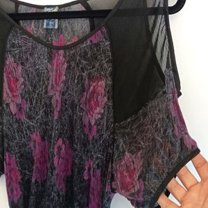 Free People Sheer Top Floral Off The Shoulder